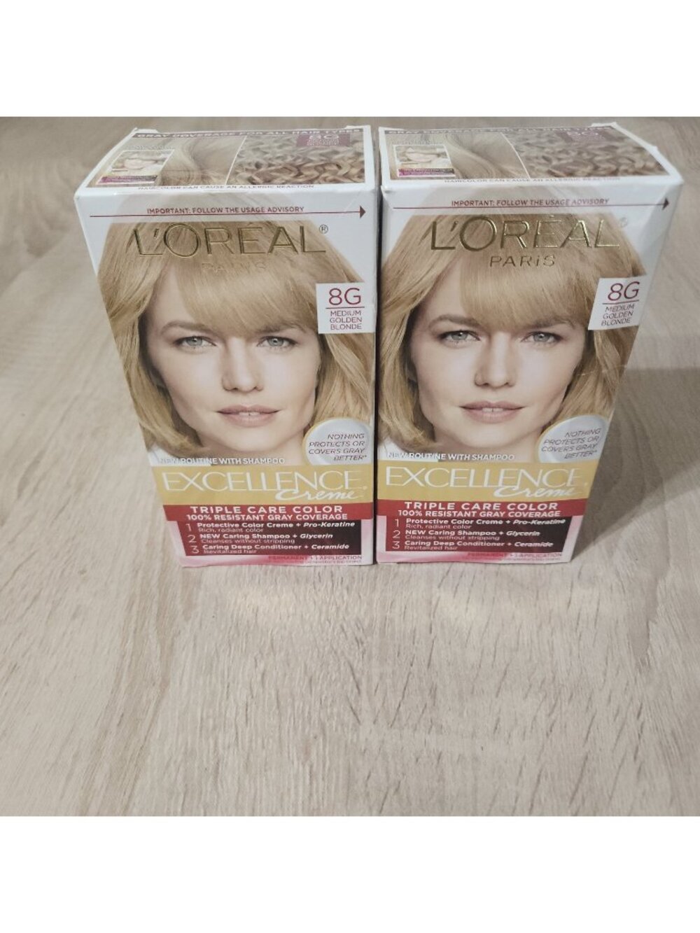 L'Oreal Excellence NEW LOOK Creme 8G Medium Golden Blonde New Lot Of 2
